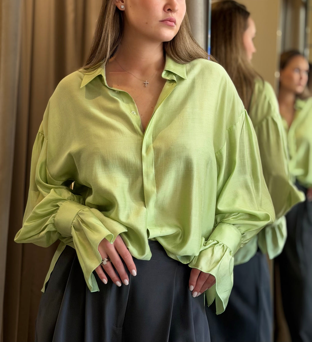 Elegantiški tencelio marškiniai green