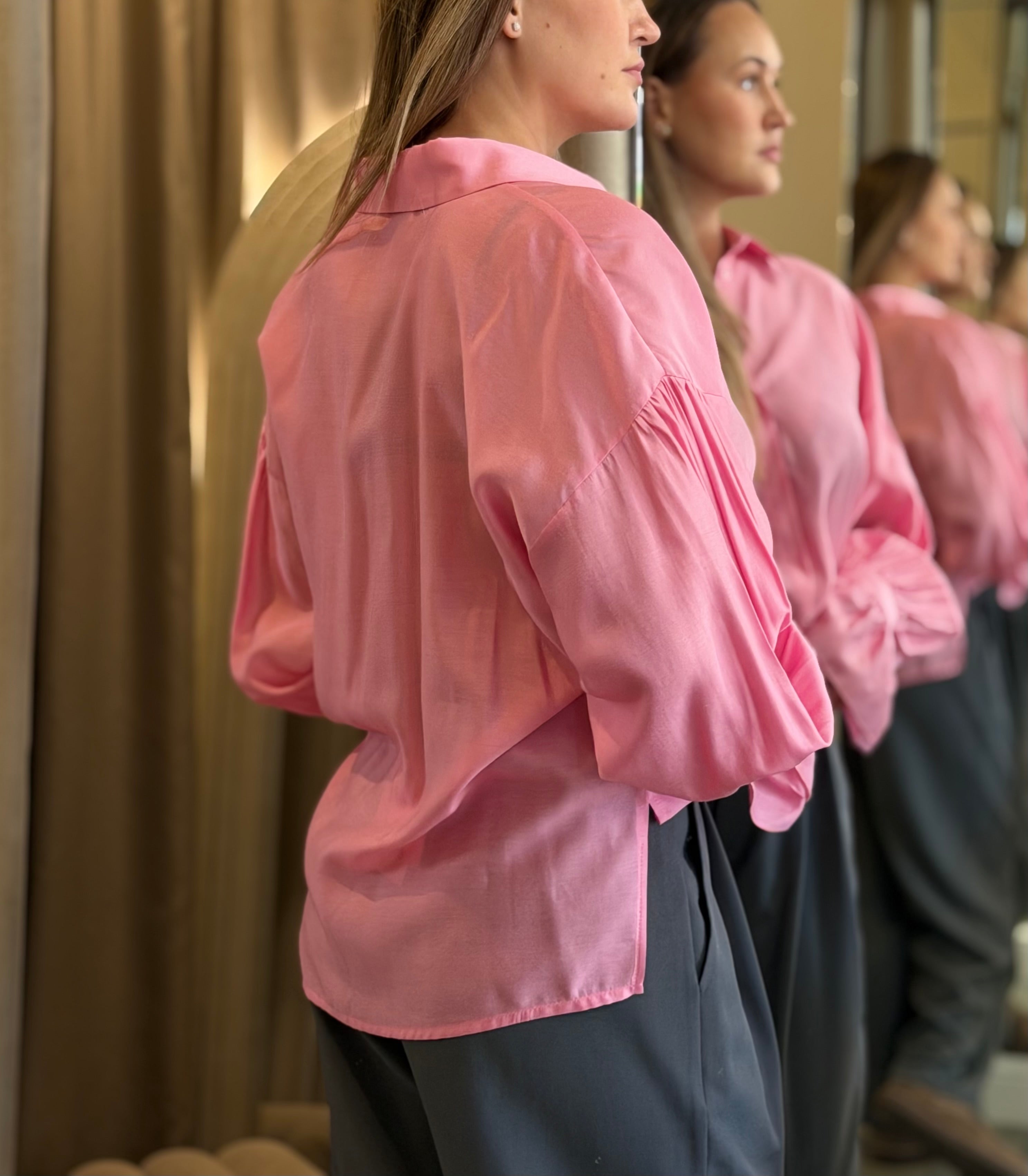 Elegantiški tencelio marškiniai pink