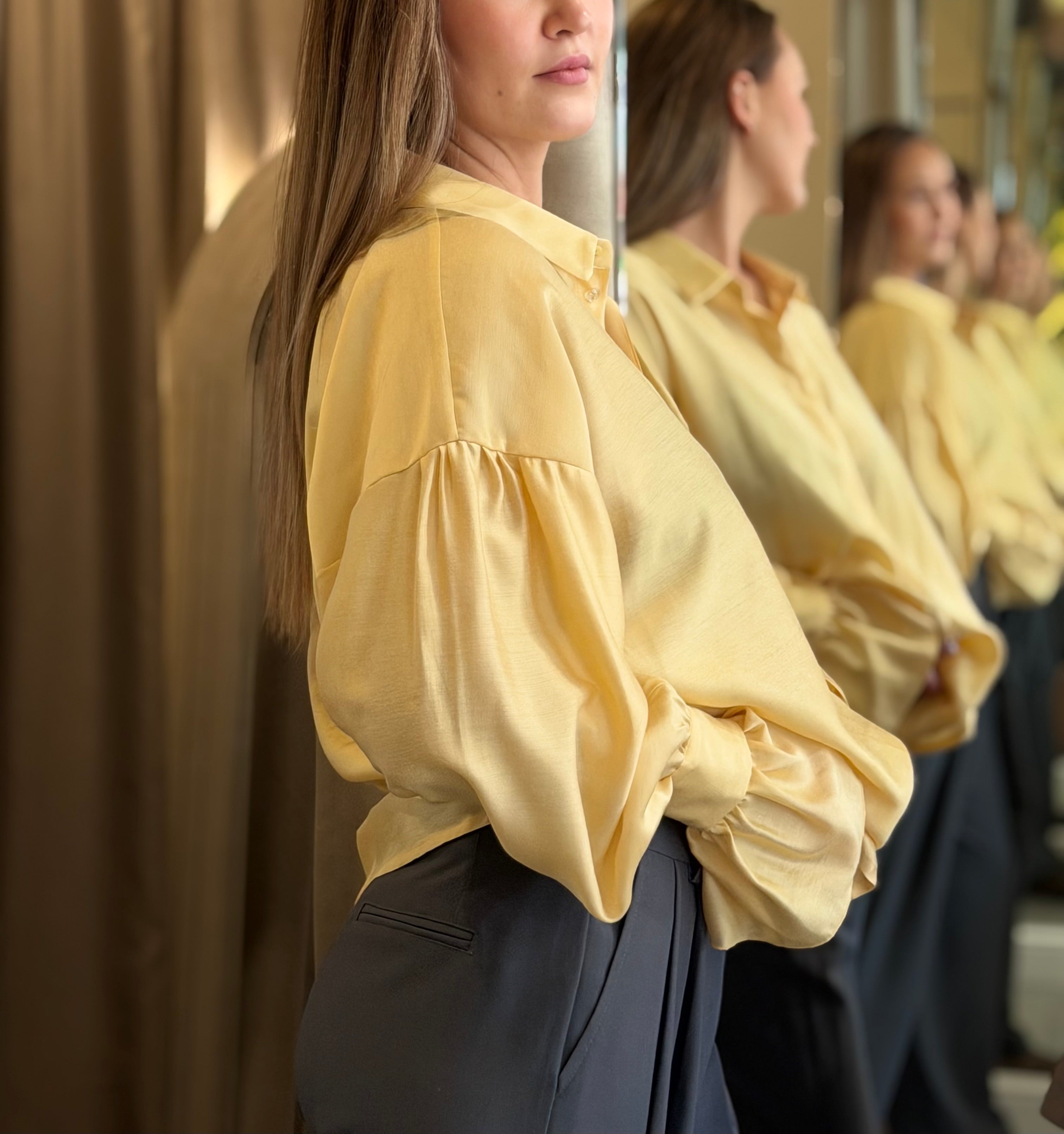 Elegantiški tencelio marškiniai yellow