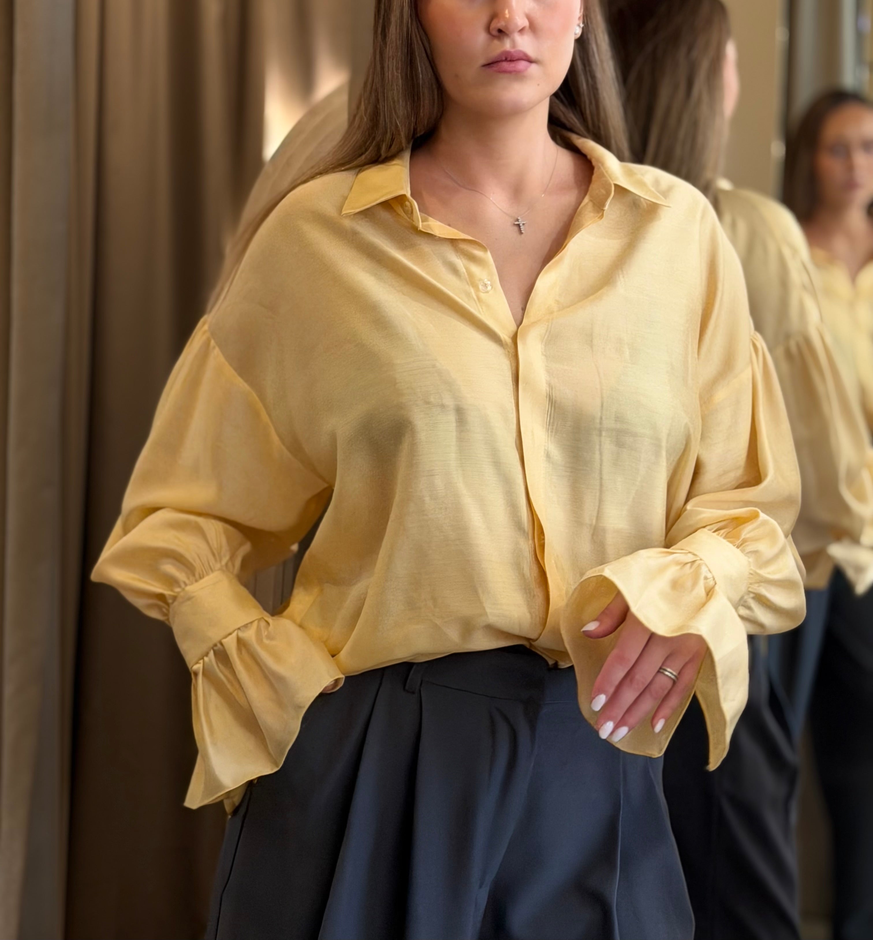 Elegantiški tencelio marškiniai yellow